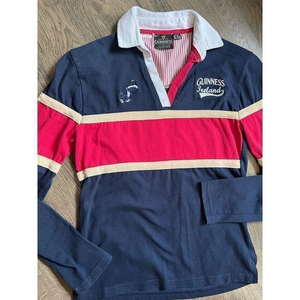 GUINNESS IRELAND Long Sleeve Red/Blue Rugby Polo‎ Shirt - Youth 14/16